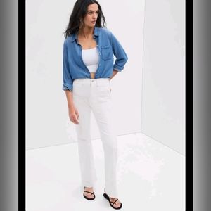New Gap High Rise 70s Retro Flare Jeans 12 Tall White NWT 35" Inseam 4‎ Pocket